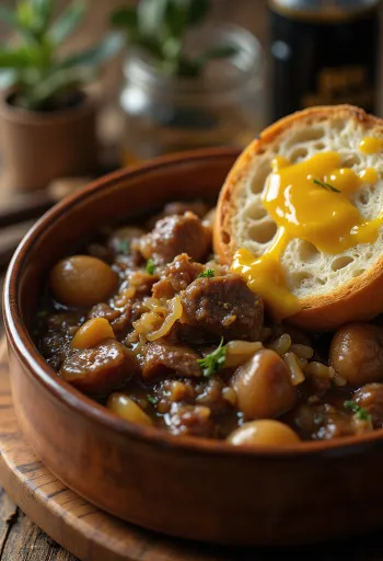 Carbonnade Flamande serverad med potatismos