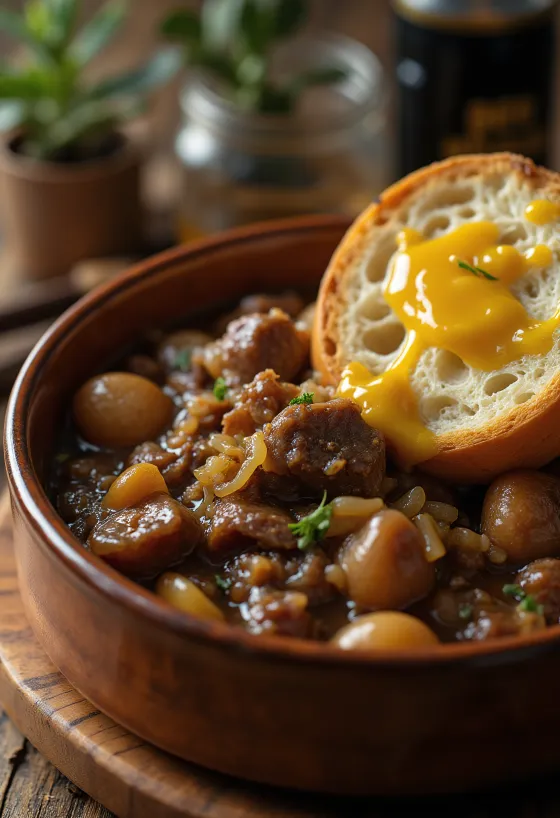 Carbonnade Flamande serverad med potatismos