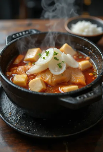 Domi Maeuntang JJigae, koreansk kryddig fisksoppa med kimchi