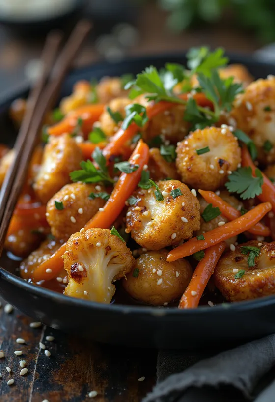 Blomkålswok med tofu och vitlök