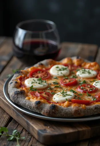 Pizza di Grano Arso på bränt vete med italienska ostar