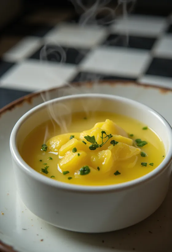 Örtig smörsås serverad till grillad fisk