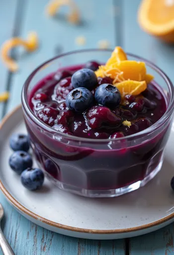 Blåbärs- och apelsinsås serverad