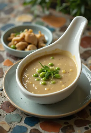 Kryddig grönpepparsås på tallrik