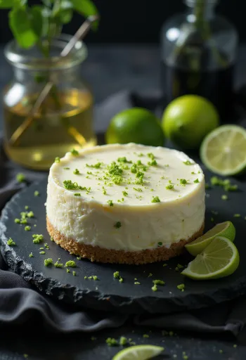 Lime- och myntacheesecake serverad i bitar