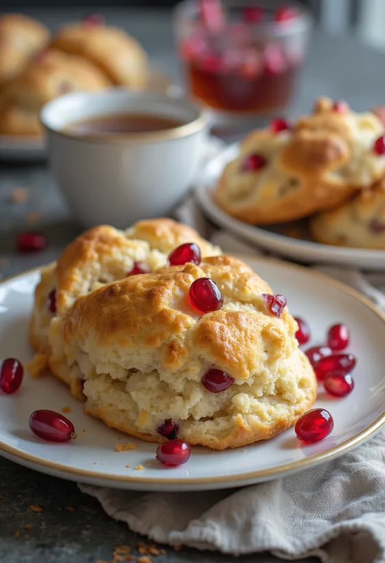 Scones med granatäpple serverad