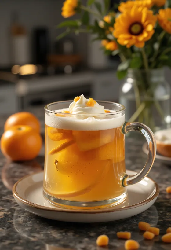 Mynta- och citruscider serverad i glas