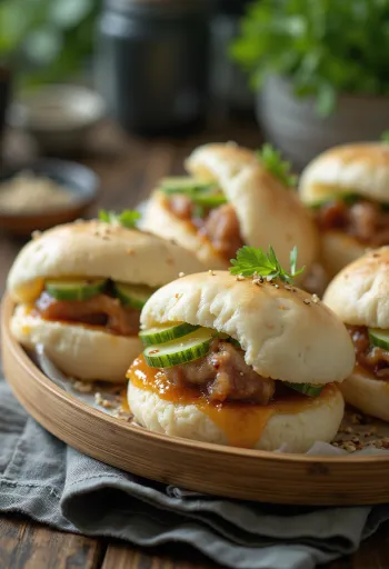 Pork belly buns serverade