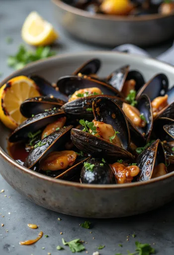 BBQ blåmusslor med färska kryddor
