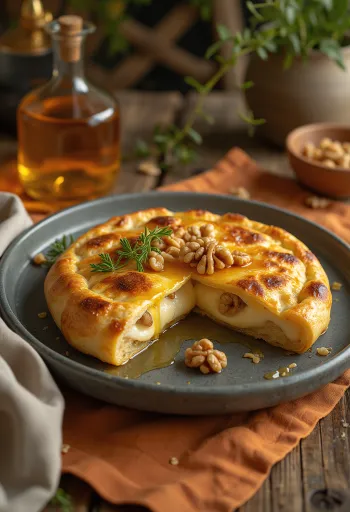 Calzone med camembert gräddad gyllenbrun