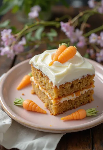 Morotskaka till påsk med fondantmorotsdekoration