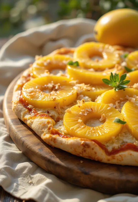 Pizza ai Frutti Tropicali med tropiska frukter och ricotta
