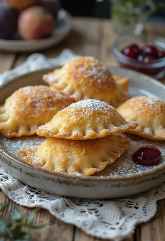 Nyckokta plommonknyten, vända i rostat ströbröd.